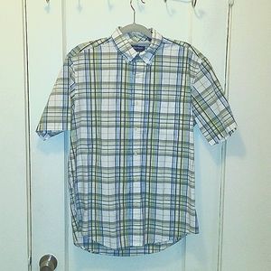 PURITAN, Men Shirt, Short Sleeve, M (38/40), Wrinkle Resistant, Plaid White.